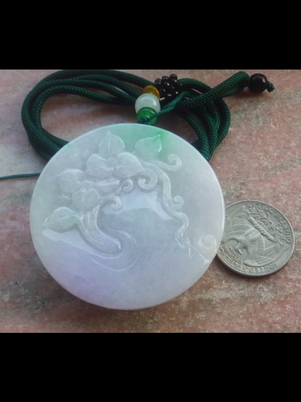 Exquisite jadeite Jade green white light lavender butterfly flower pendant - Picture 9 of 10